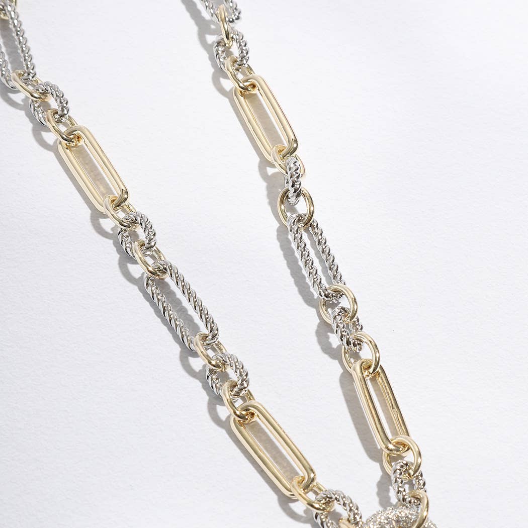 "Twisted Luxury" - Two-Tone Cable Twisted Wire CZ Necklace