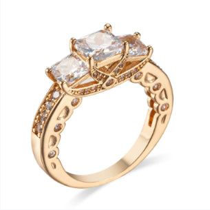 Gold Zircon Simulated Diamond Ring