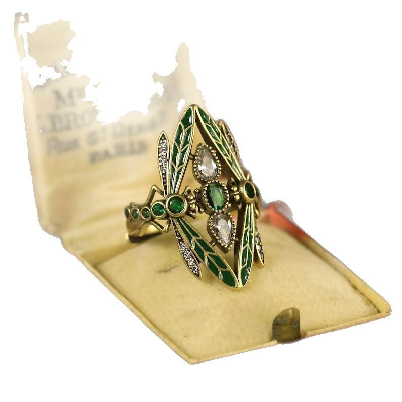 Vintage Dragonfly Gemstone Ring