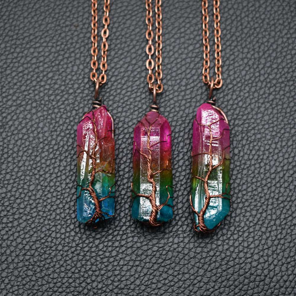 "Tree of Radiance" - Crystal Pillar Tree Of Life Pendant Necklace