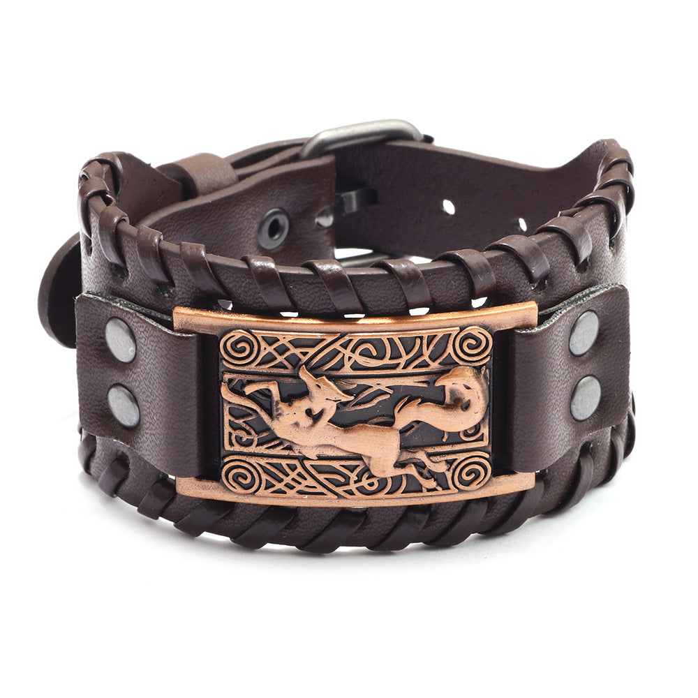 Leather Metal Extra Wide Bracelet