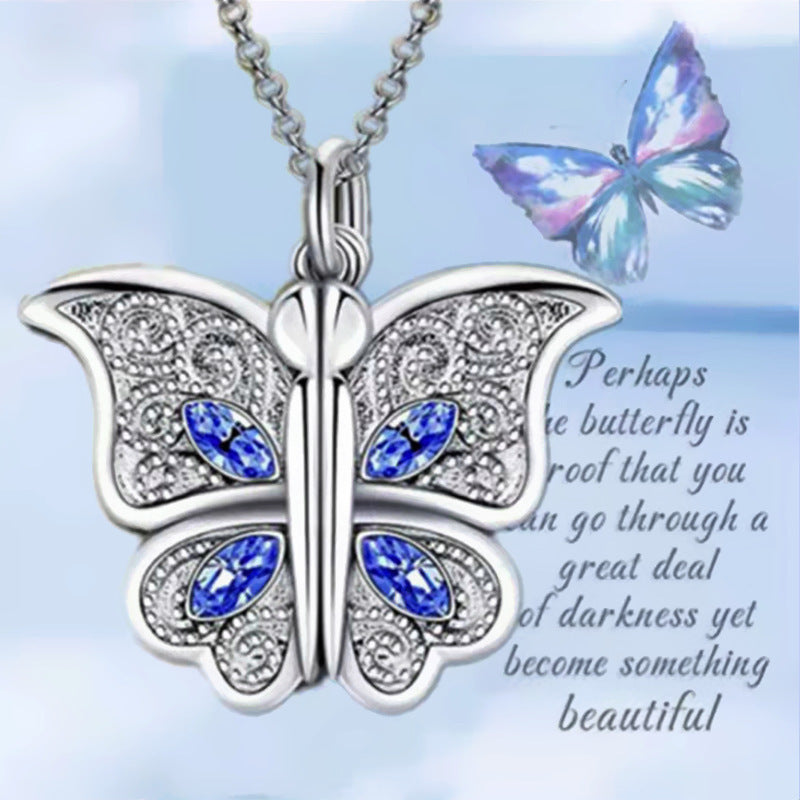 "I Love You" - Butterfly Locket Necklace