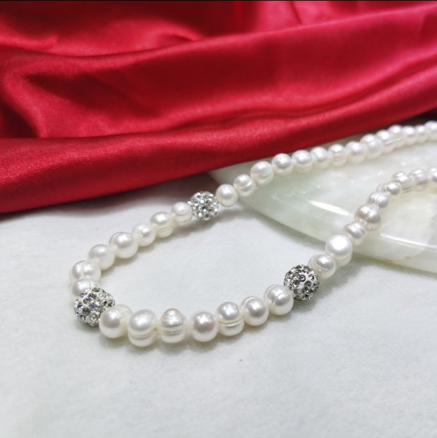 "Diamond Pearl" - Necklace Bracelet Set