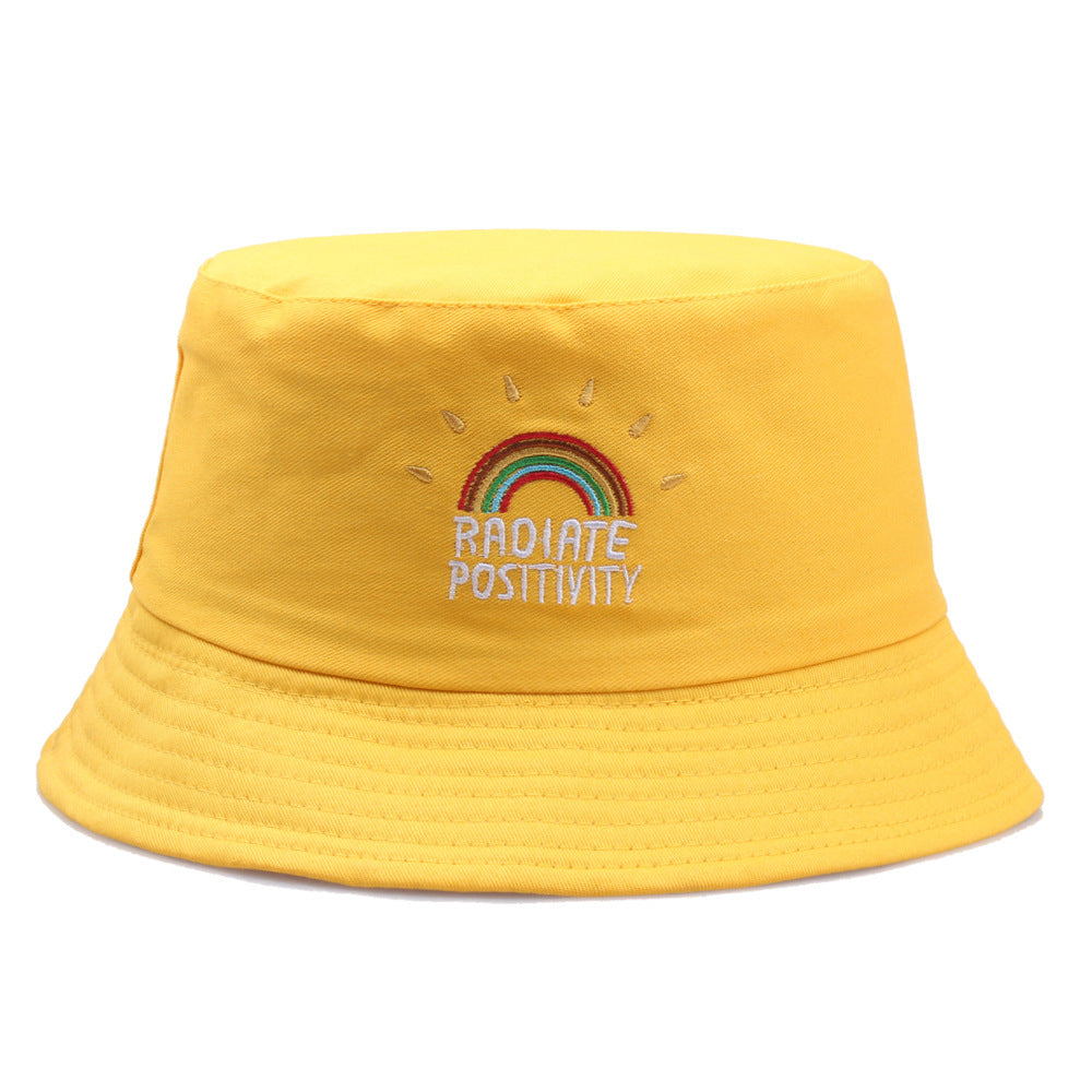 "Radiate Positivity" - Rainbow Embroidered Fisherman Bucket Hat