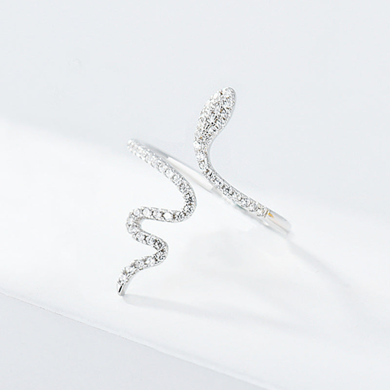 Sterling Silver Diamond Snake Ring