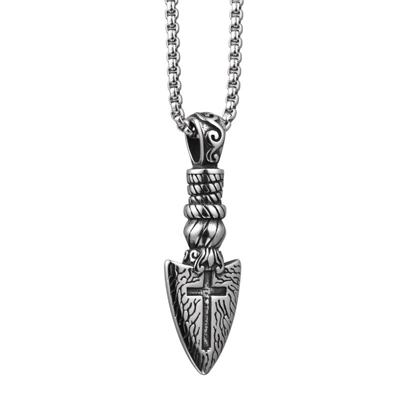 Titanium Steel Cross Blade Necklace