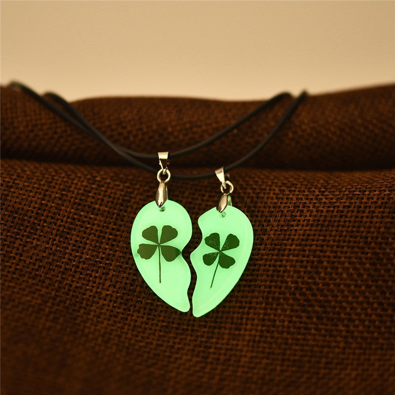"Glow Clover, Glow" - Couple Necklaces
