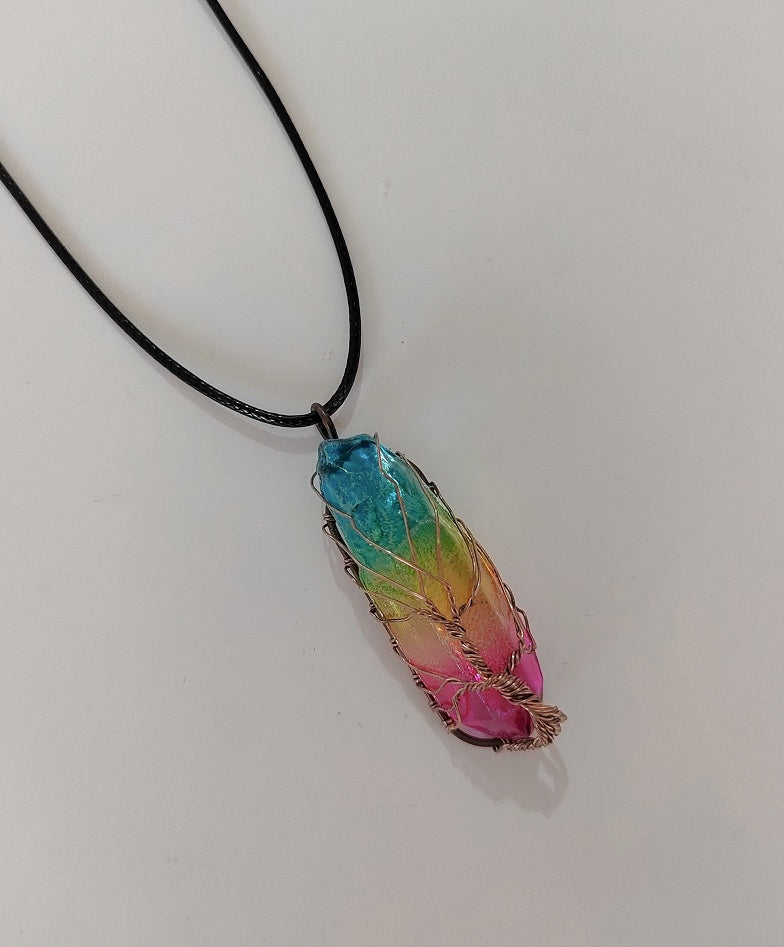 "Tree of Radiance" - Crystal Pillar Tree Of Life Pendant Necklace