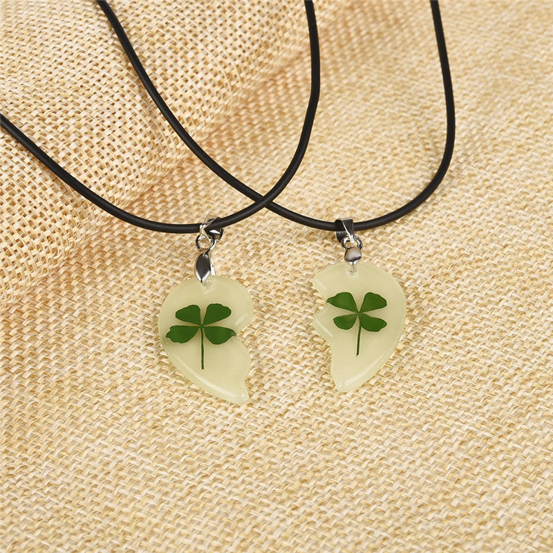 "Glow Clover, Glow" - Couple Necklaces