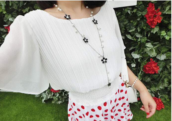 "Flower Girl" - Petal Pearl Necklace Chain