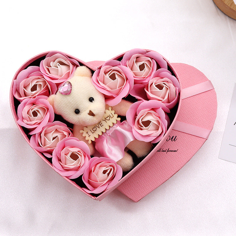 Heart-shaped Rose Soap Gift Box