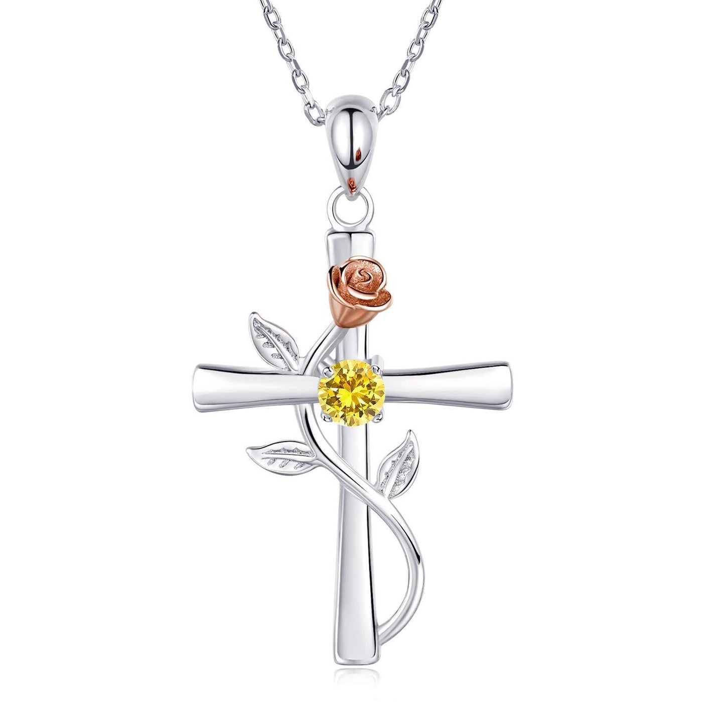 "Rose from the Cross" - Necklace (Birthstone)