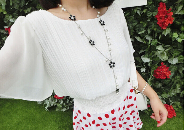 "Flower Girl" - Petal Pearl Necklace Chain