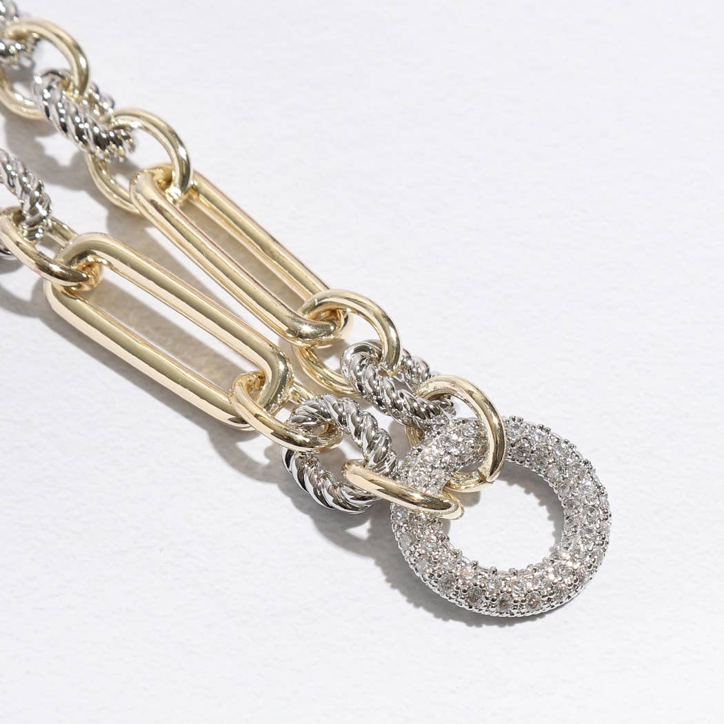 "Twisted Luxury" - Two-Tone Cable Twisted Wire CZ Necklace