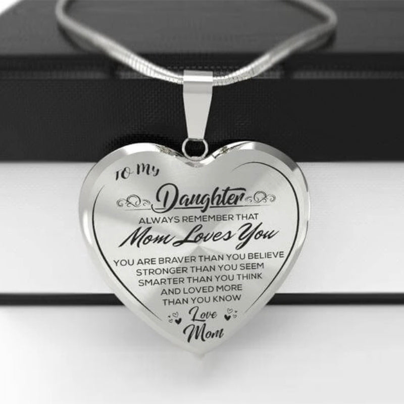 "To My Daughter, Love Mom" - Heart Epoxy Necklace