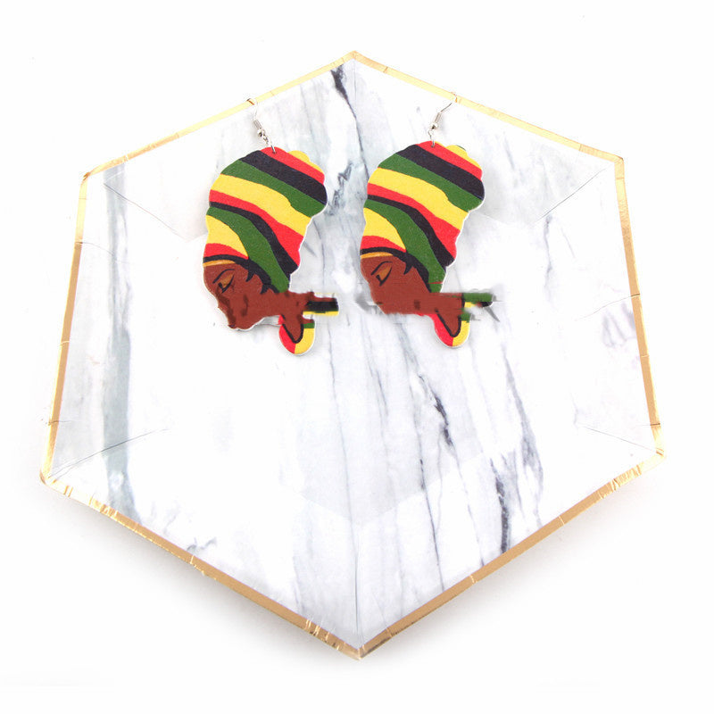 Multicolor Black Queen Dangle Earrings