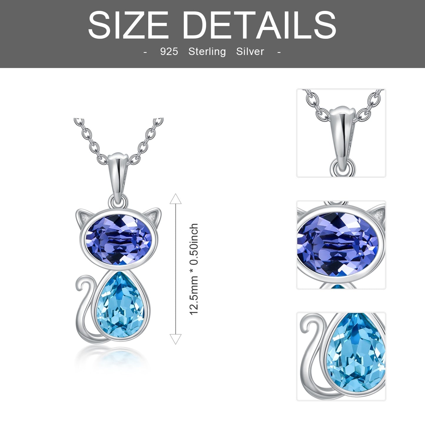 "Purr-fect" - White Gold with Crystal Cat Necklace