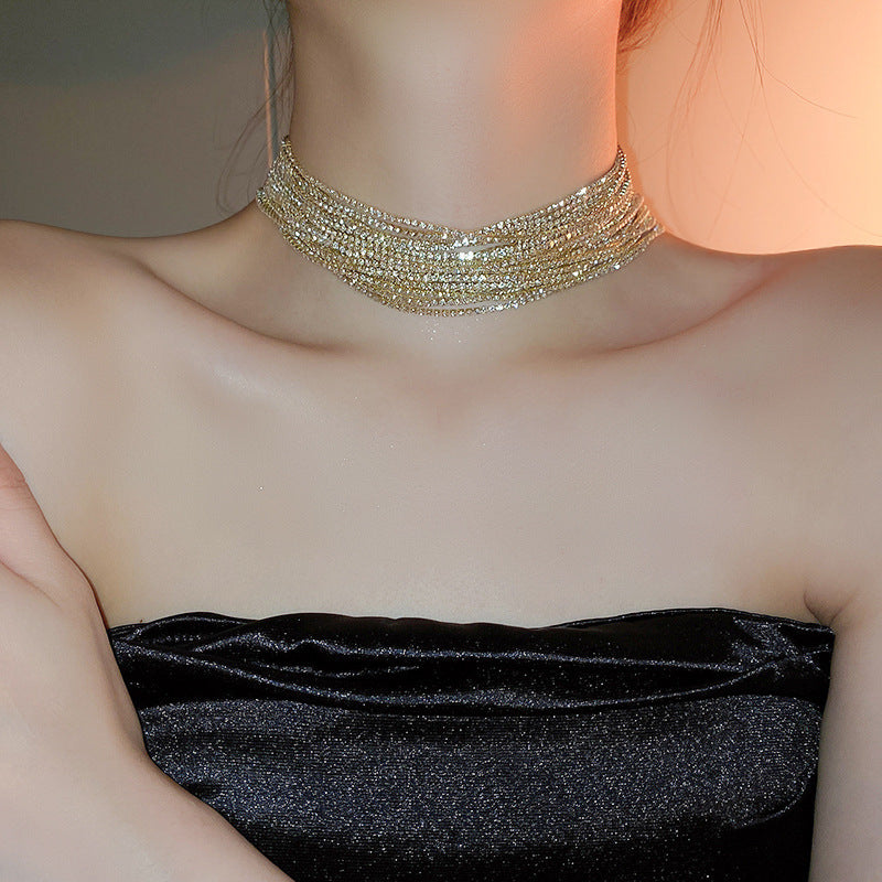"Own the Night" - Multi-layer Rhinestone Necklace