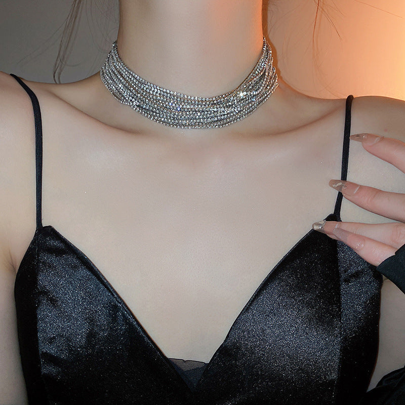 "Own the Night" - Multi-layer Rhinestone Necklace