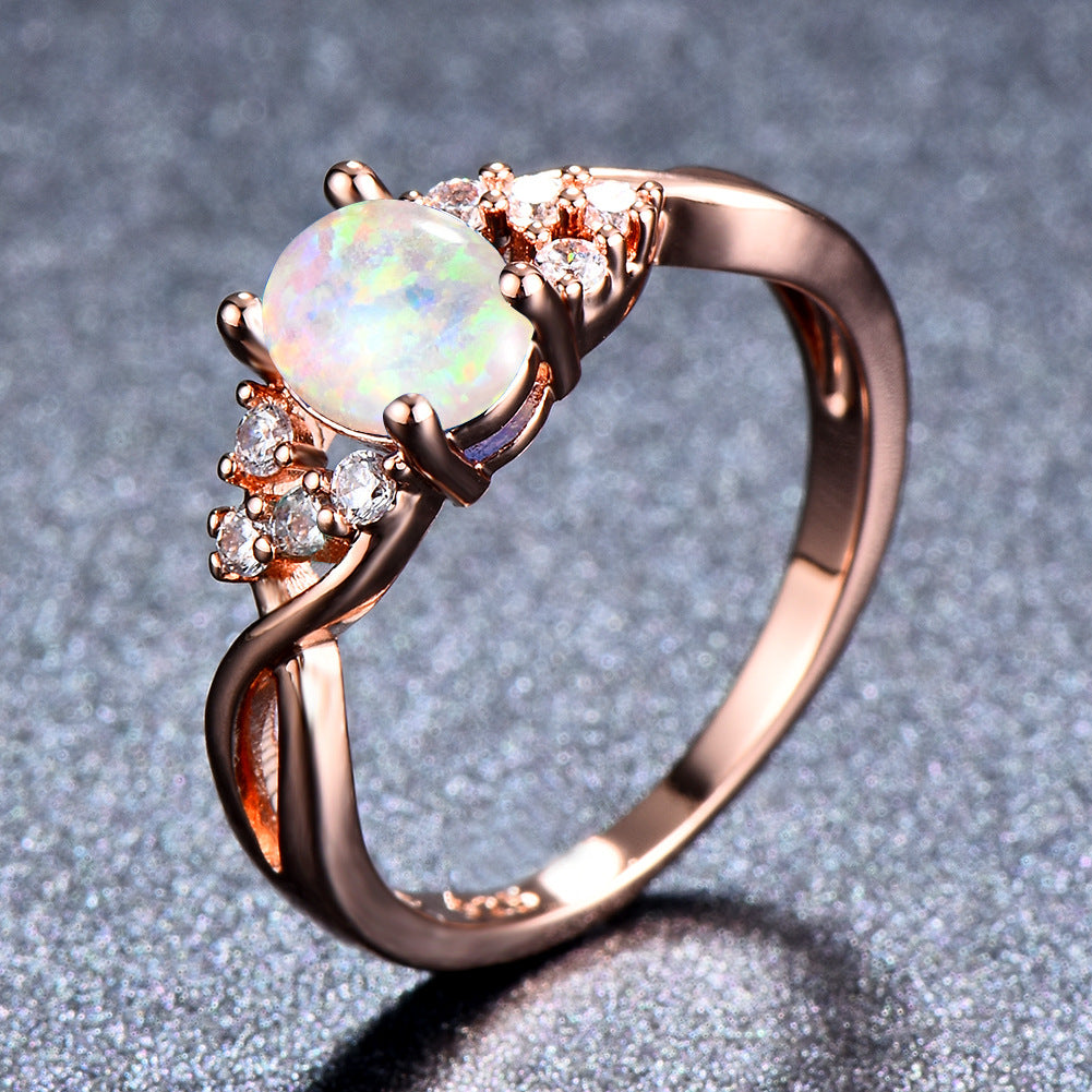 "Unique Elegance" - Copper Opal Diamond Ring
