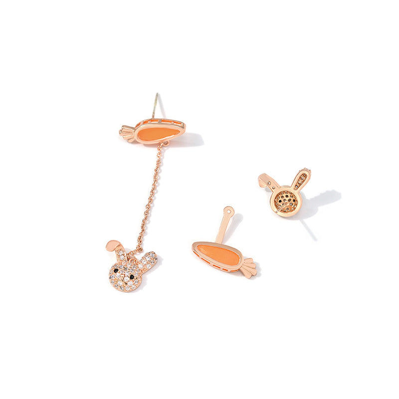 Bunny with Carrot Dangle Earrings