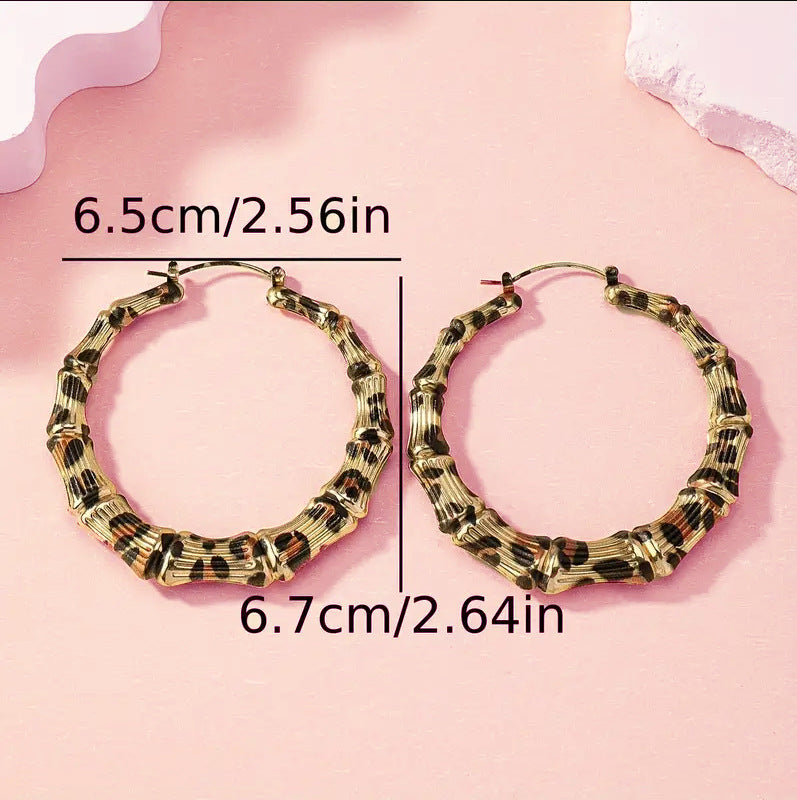 Leopard Print Round Hoop Earrings