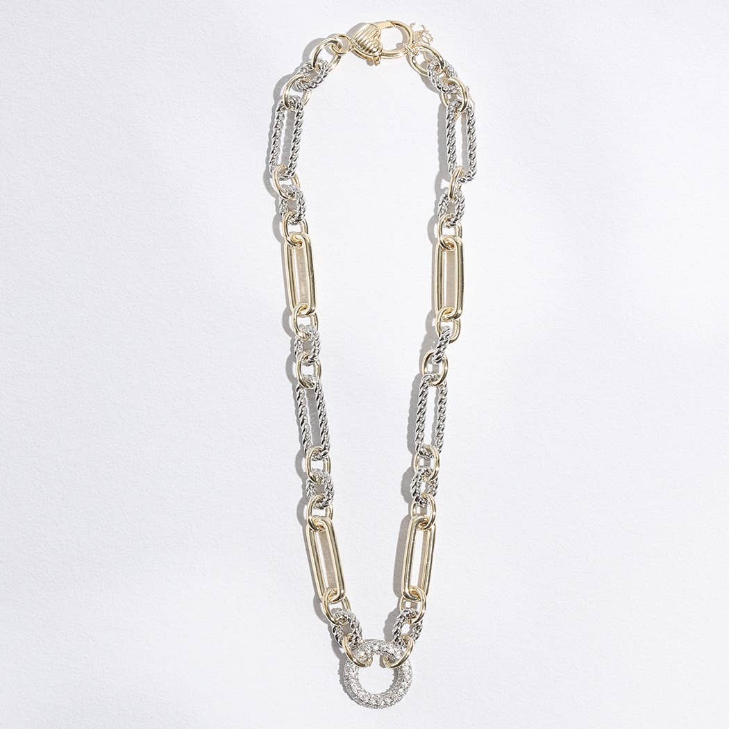 "Twisted Luxury" - Two-Tone Cable Twisted Wire CZ Necklace