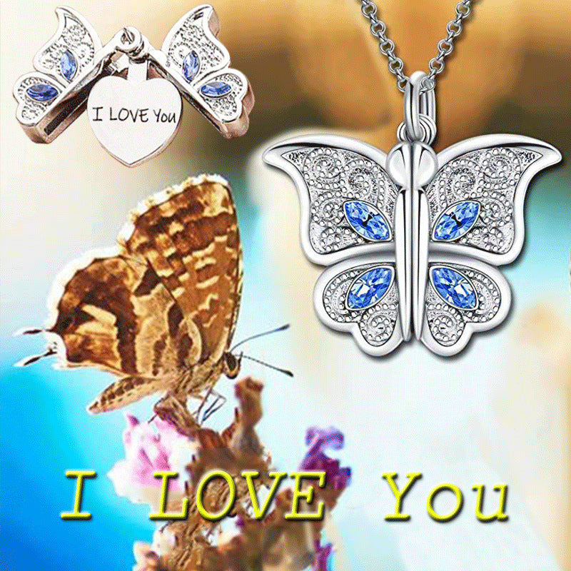 "I Love You" - Butterfly Locket Necklace