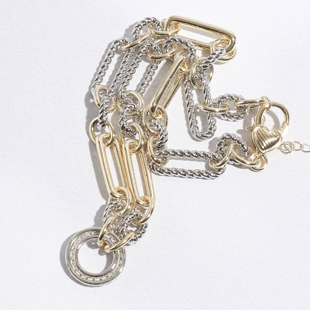 "Twisted Luxury" - Two-Tone Cable Twisted Wire CZ Necklace