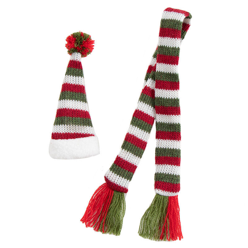Knitted Wool Christmas Hat and Scarf Wine Bottle Cover