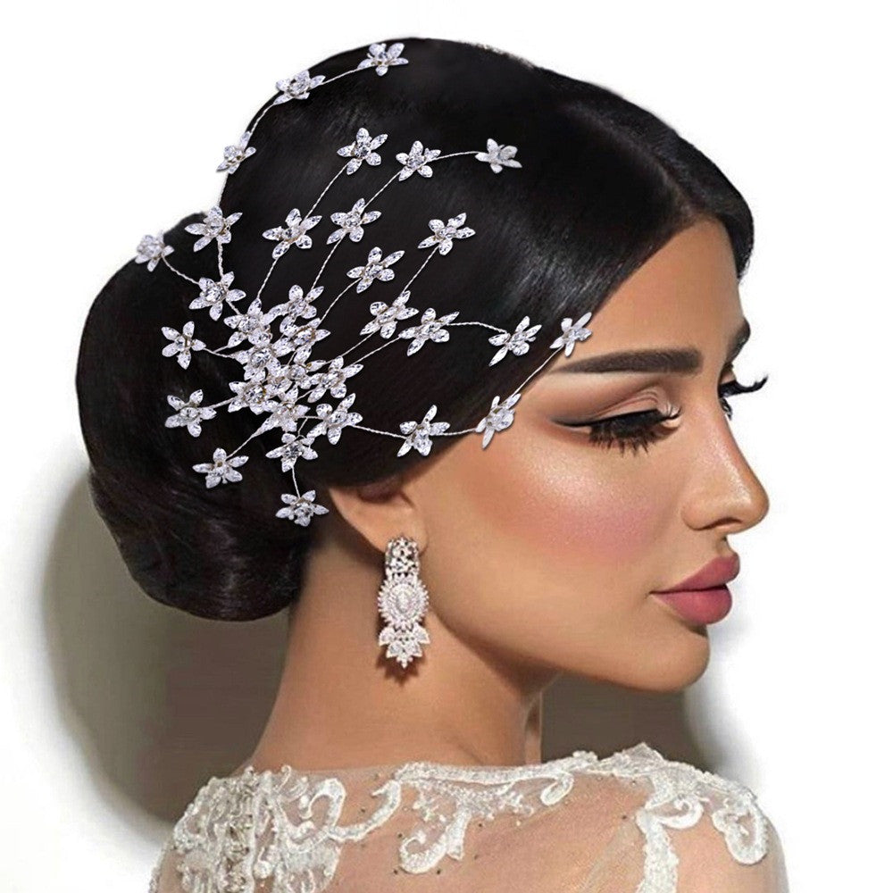 Handmade Bridal Floral Rhinestones Hair Comb Ornament