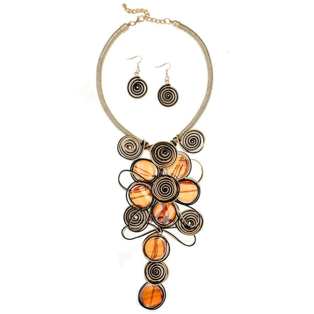 "Uniquely Divine" - Handmade Glass Aluminum Wire Necklace and Earrings Set