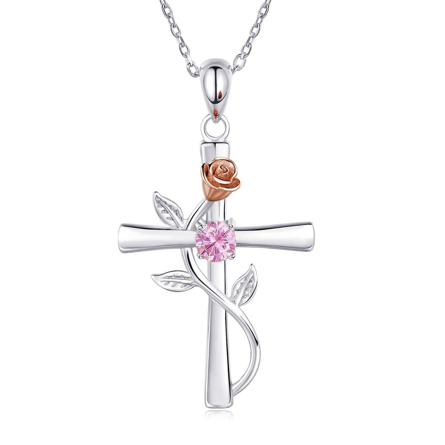 "Rose from the Cross" - Birthstone Necklace