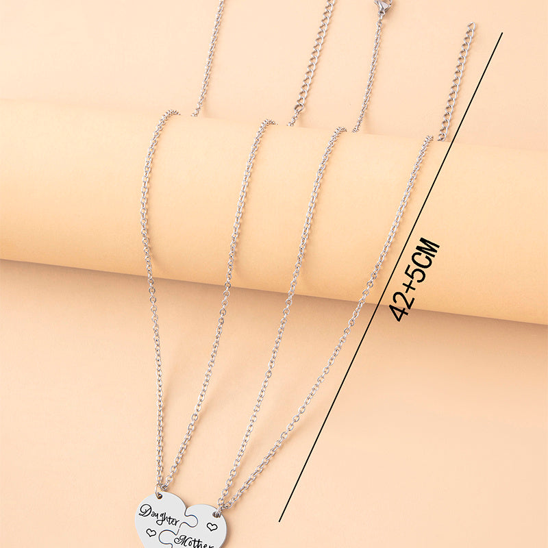 "Mom's Puzzle"- Daughter/ Mother Heart Puzzle  Pendant Necklace