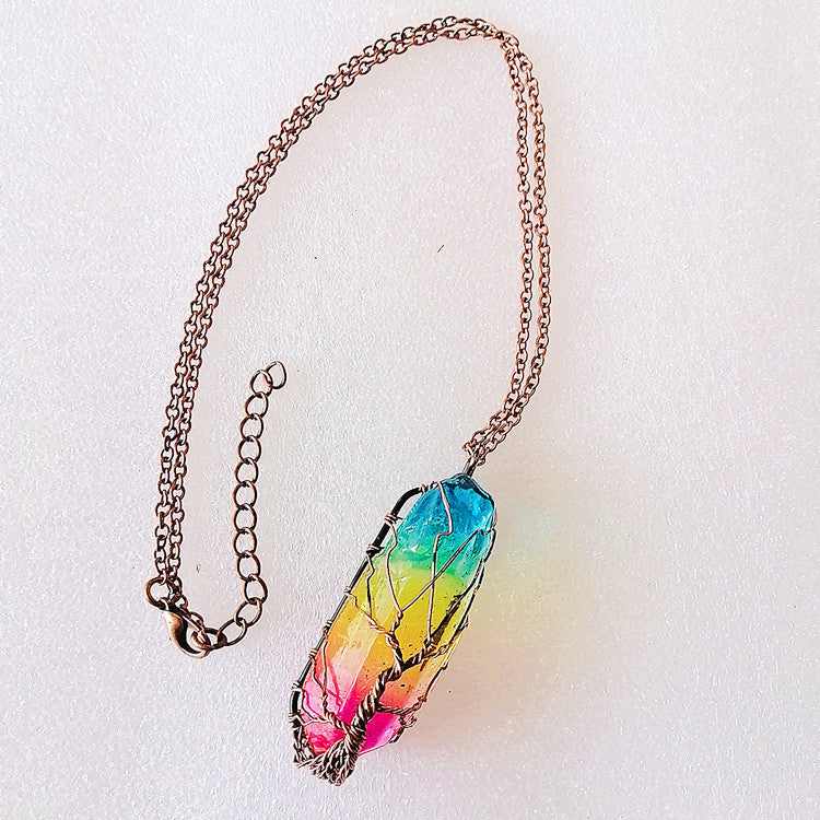 "Tree of Radiance" - Crystal Pillar Tree Of Life Pendant Necklace