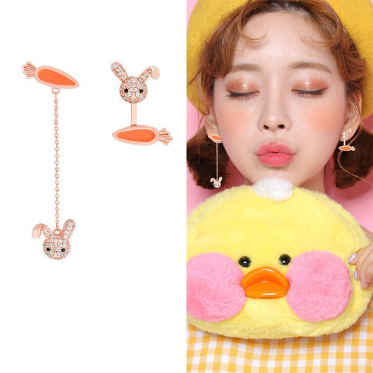 Bunny with Carrot Dangle Earrings