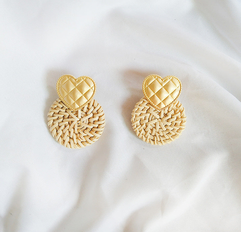 Round Rattan Braided Earrings