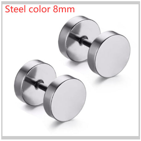 8MM Stainless Steel Barbell Earrings for Men and Women