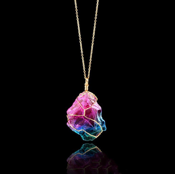 Multicolored Natural Stone Pendant Necklace