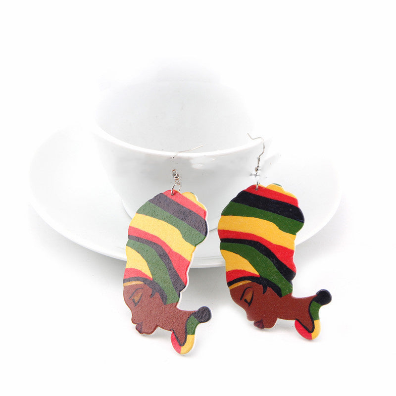 Multicolor Black Queen Dangle Earrings