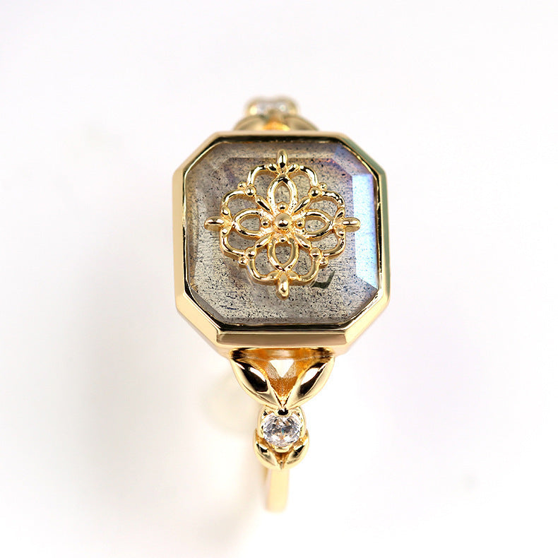 "Royal by Nature"- Vintage Natural Gray Blue Light Labradorite Ring