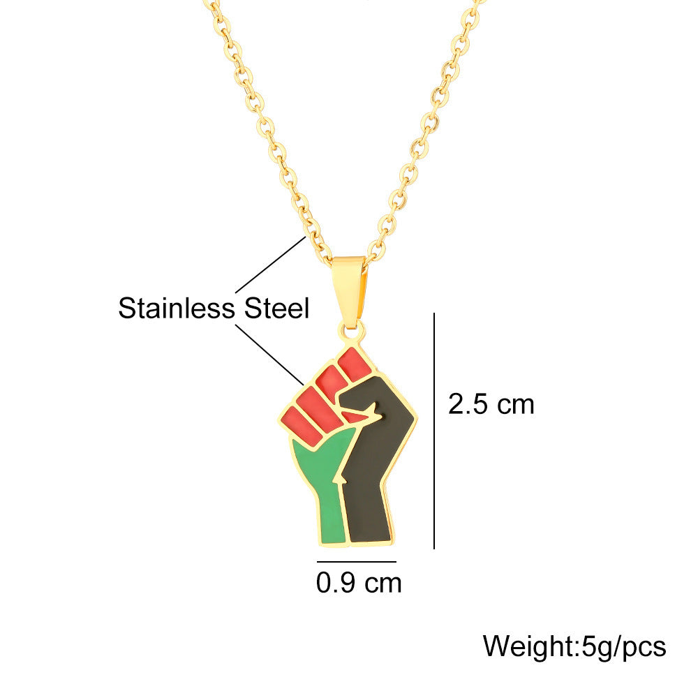 "Multicolor Fist" - Titanium Steel Necklace