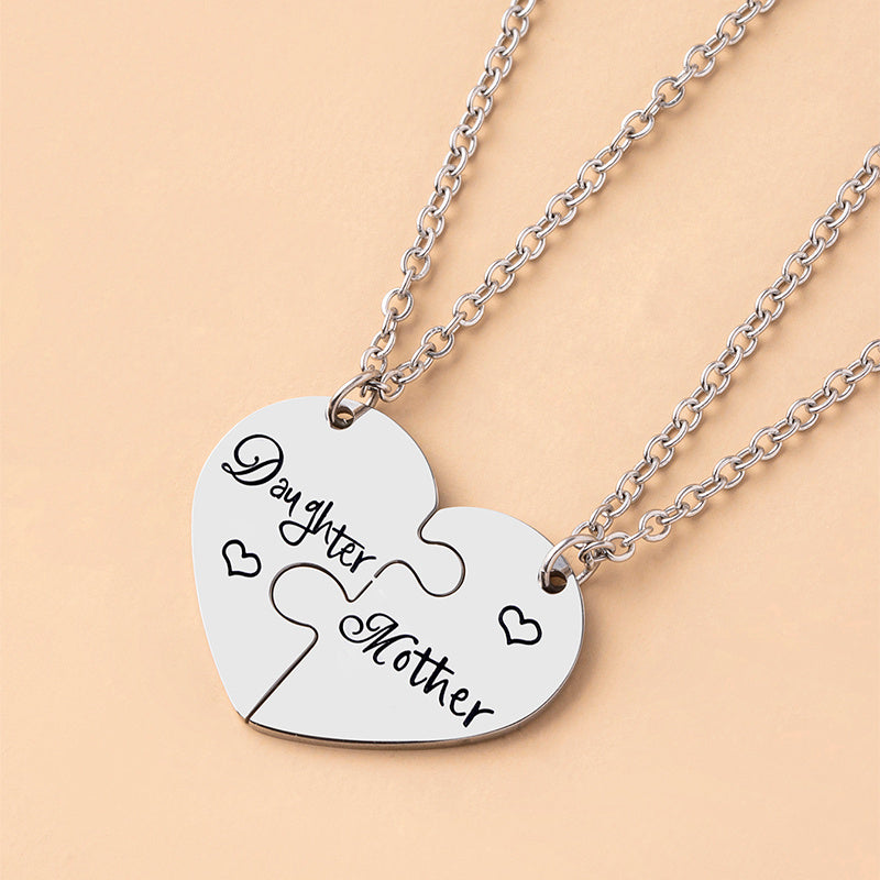"Mom's Puzzle"- Daughter/ Mother Heart Puzzle  Pendant Necklace