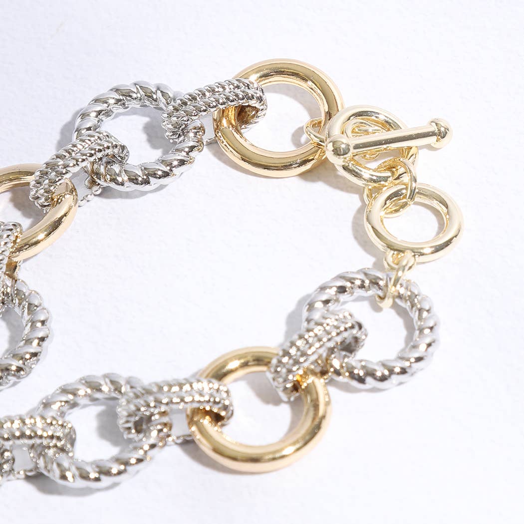 "Paved Heart"- Charm Link Chain Bracelet