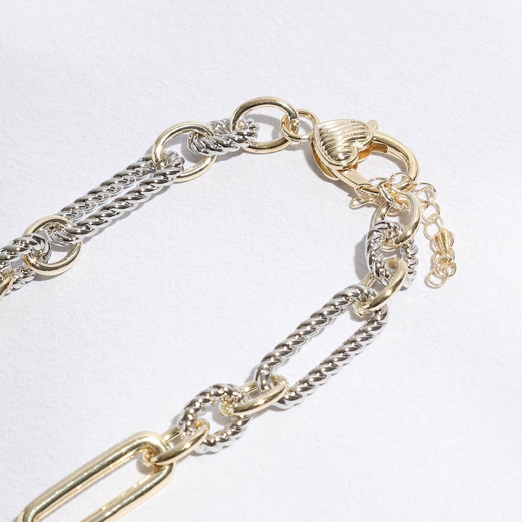 "Twisted Luxury" - Two-Tone Cable Twisted Wire CZ Necklace