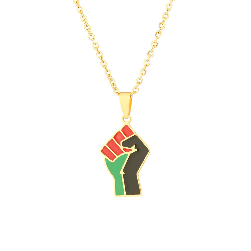 "Multicolor Fist" - Titanium Steel Necklace