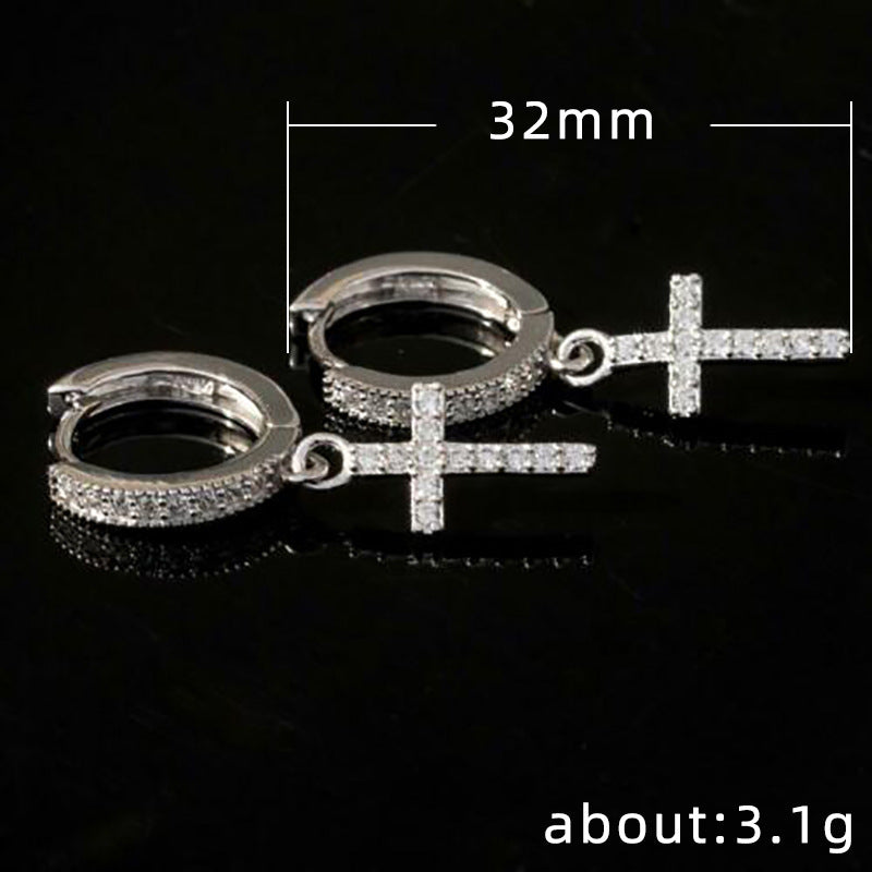 Sparkling Anhk Cross Earrings
