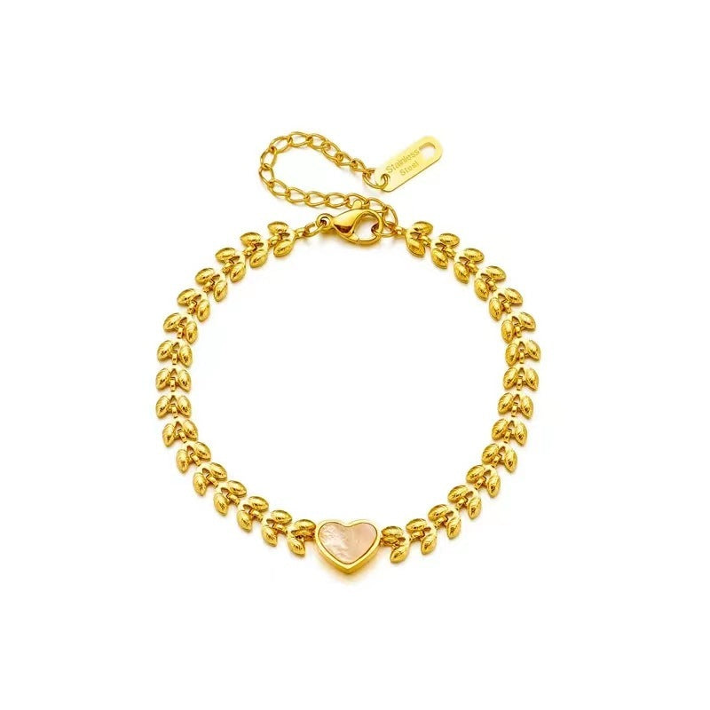 Retro 18K Moonstone Shell Bracelet
