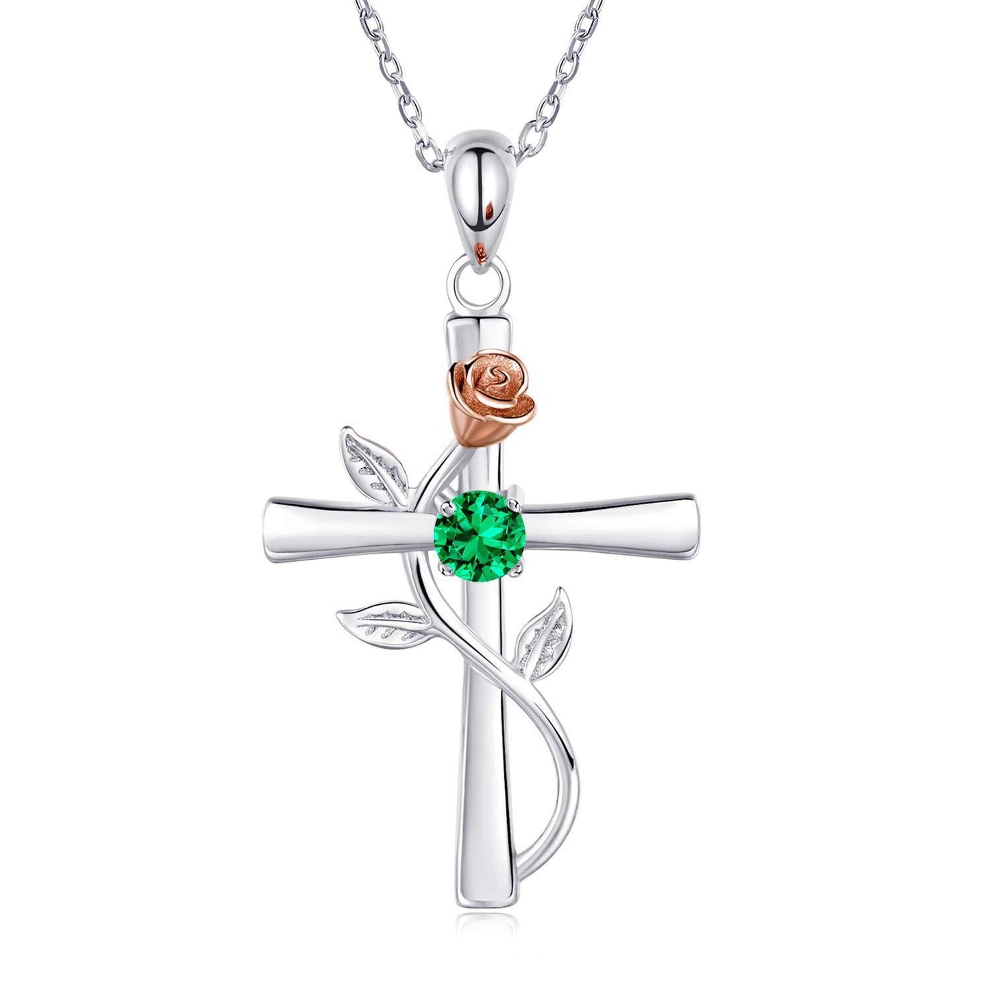 "Rose from the Cross" - Necklace (Birthstone)
