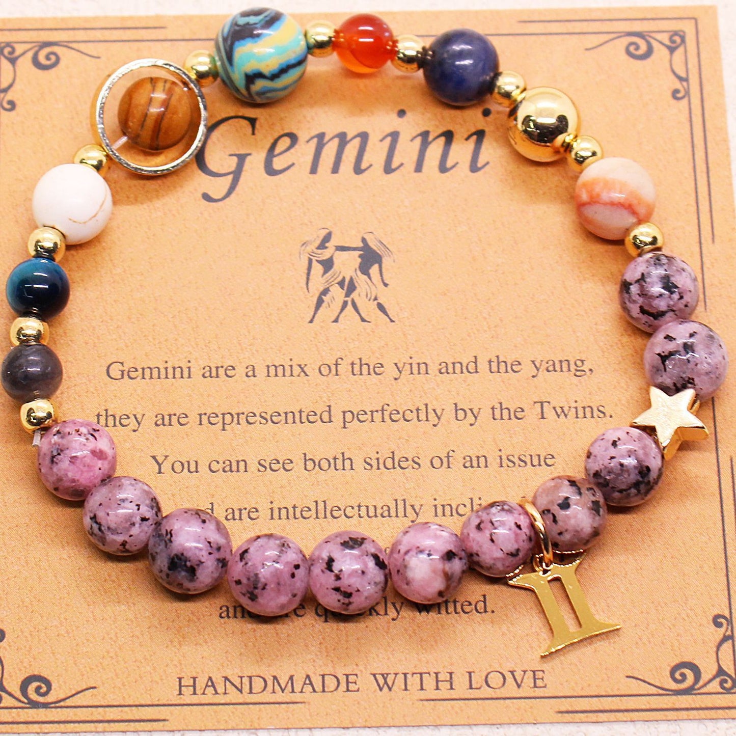 "Beads of Zodiac" - Natural Hemp Stone Bracelet